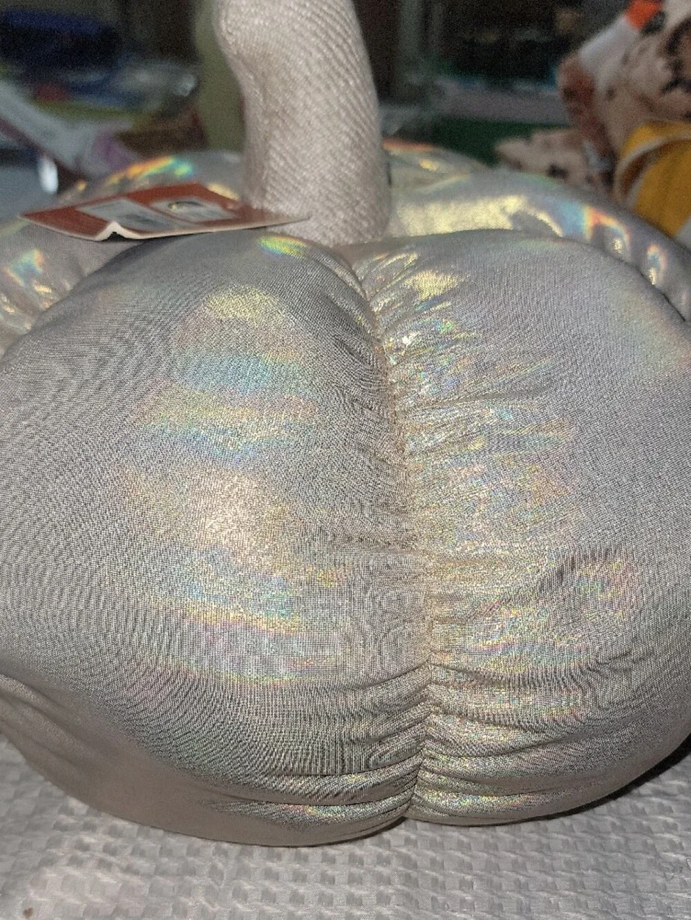 Iridescent Plush Pumpkin Pillow 12.5 Inches